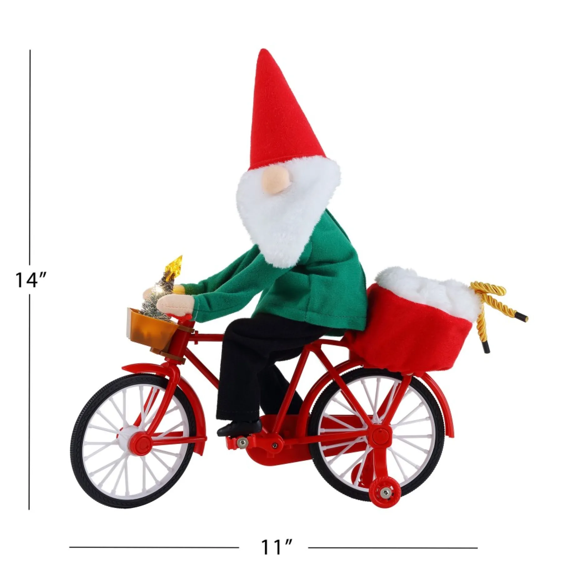 New 11" Animated Cycling Gnome Musical Decor