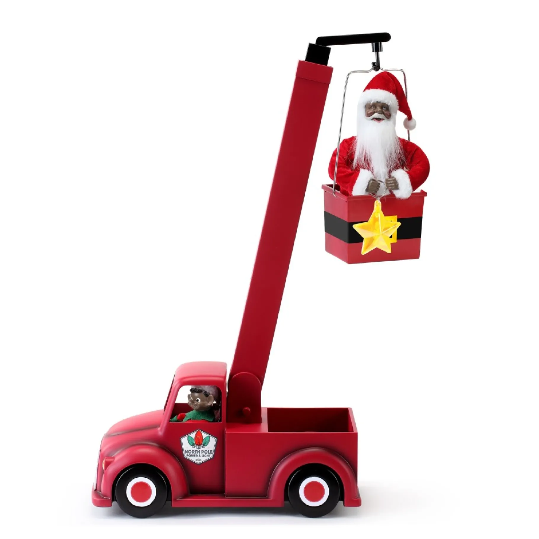 Shop 43" Animated North Pole Lighting Crew - Black Santa Musical Decor