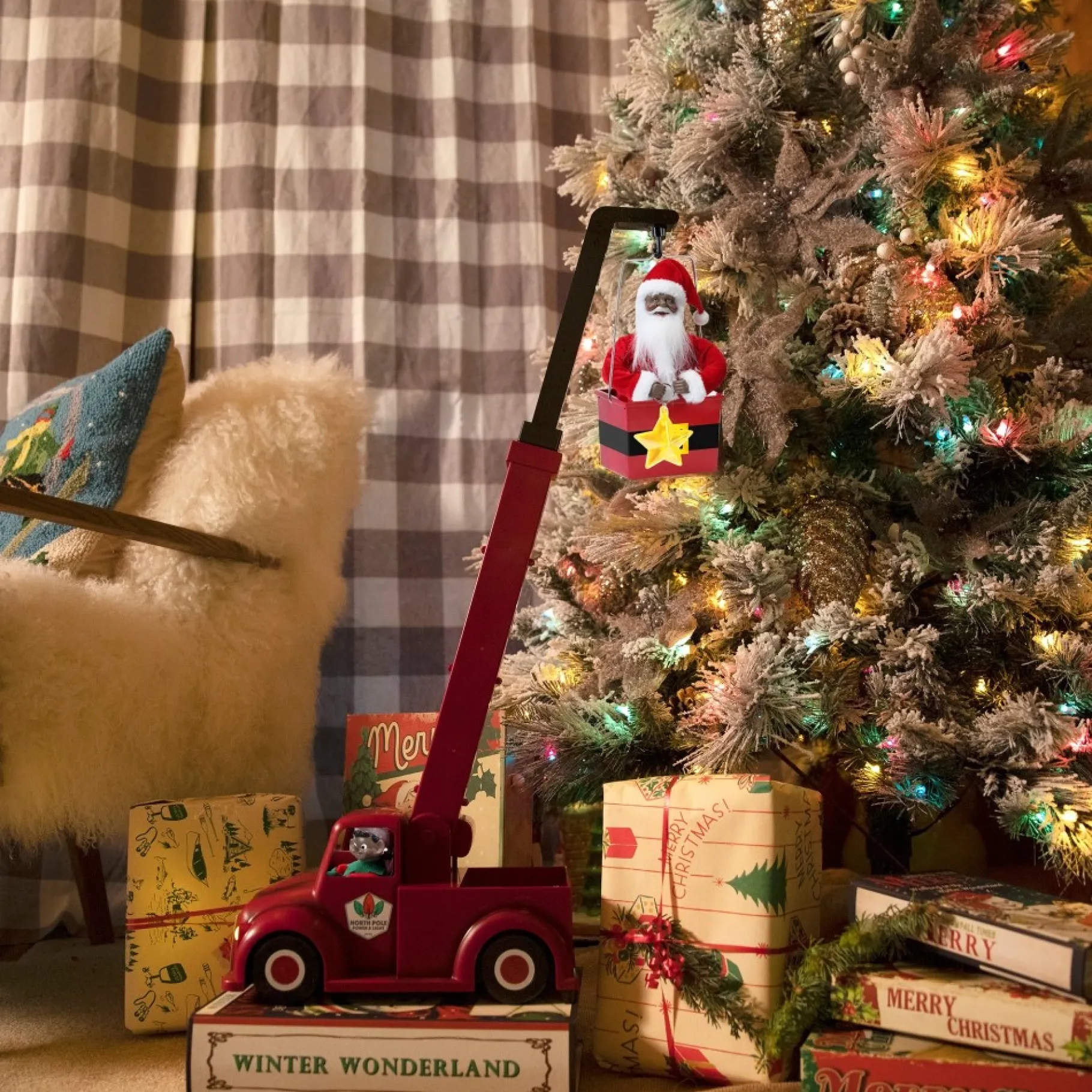 Shop 43" Animated North Pole Lighting Crew - Black Santa Musical Decor