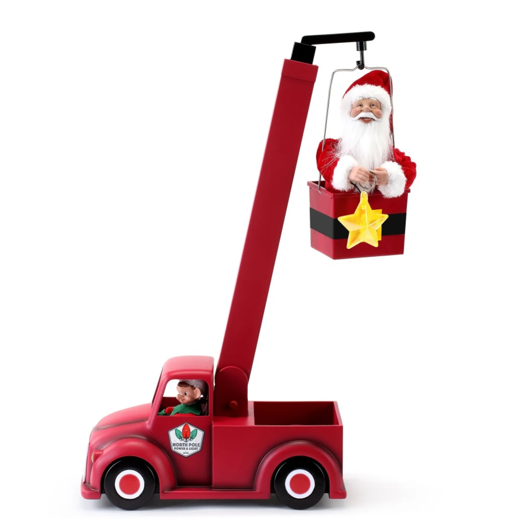 Flash Sale 43" Animated North Pole Lighting Crew - White Santa Musical Decor