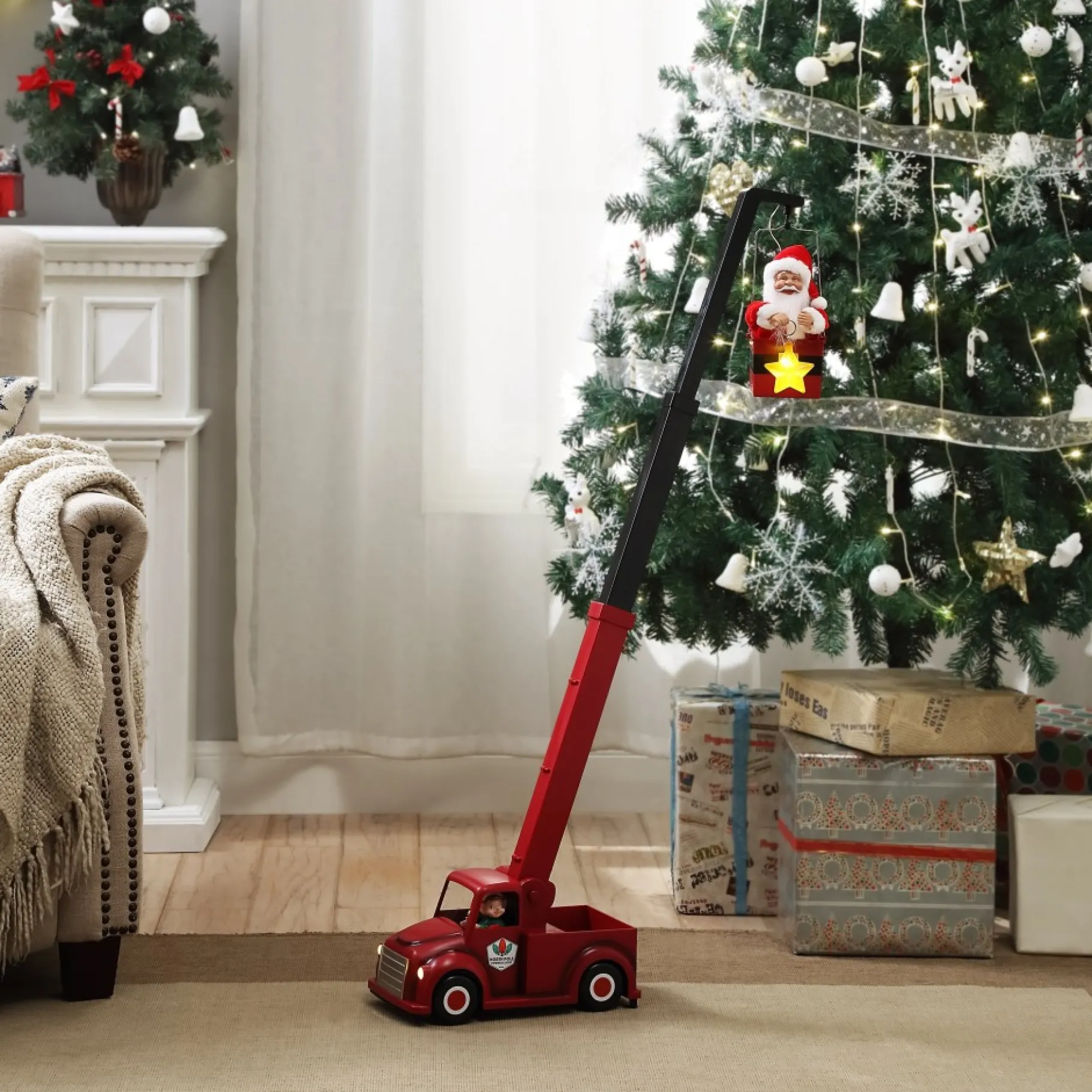 Flash Sale 43" Animated North Pole Lighting Crew - White Santa Musical Decor