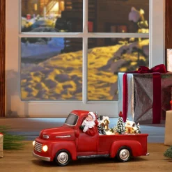 Sale 11" Animated Nostalgic Red Truck - White Santa Musical Decor