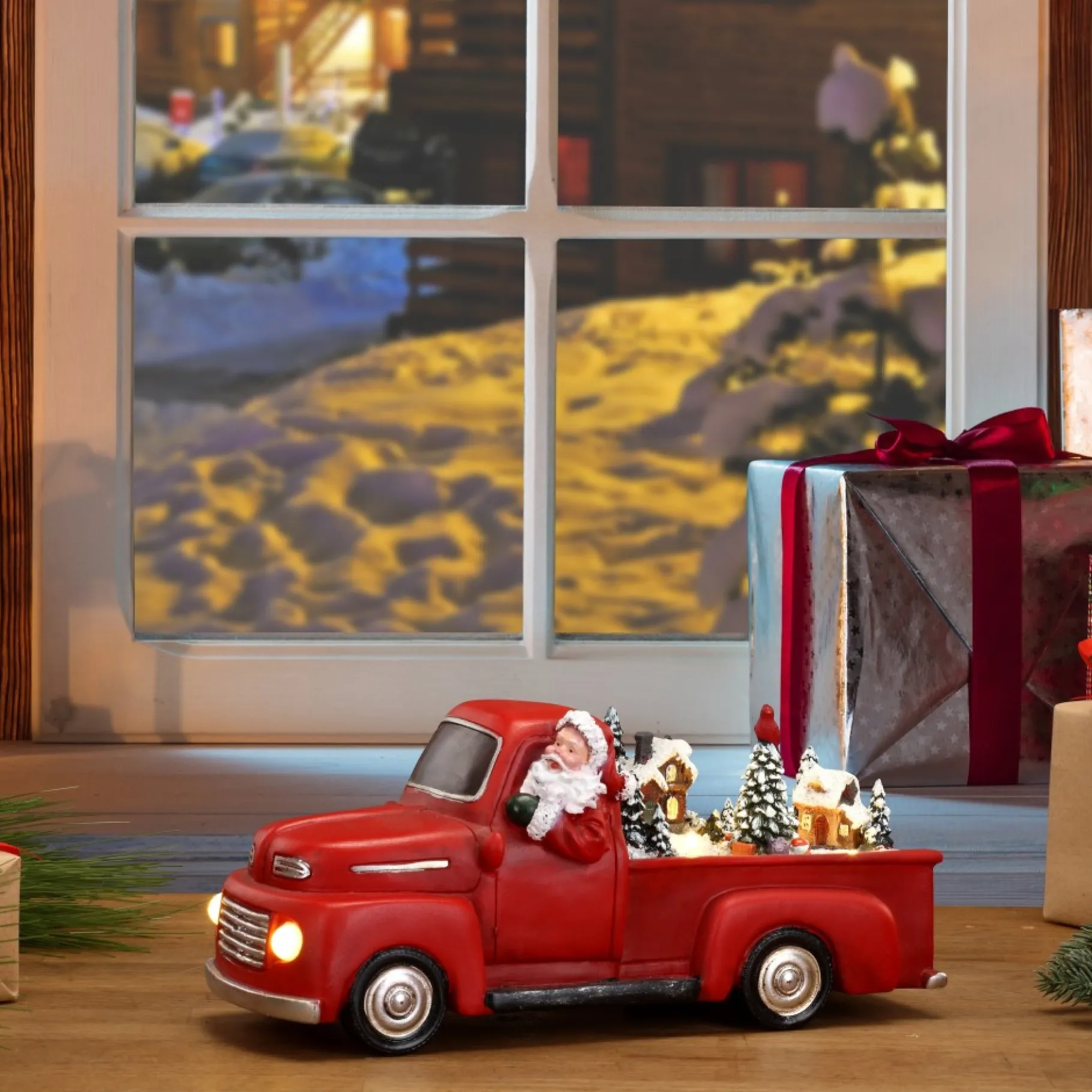 Sale 11" Animated Nostalgic Red Truck - White Santa Musical Decor