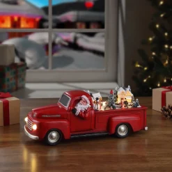 Cheap 14" Animated Nostalgic Red Truck - White Santa Trains & Trucks
