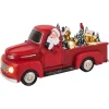 Flash Sale 11" Animated Nostalgic Red Truck - White Santa Trains & Trucks