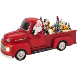 Flash Sale 11" Animated Nostalgic Red Truck - White Santa Trains & Trucks