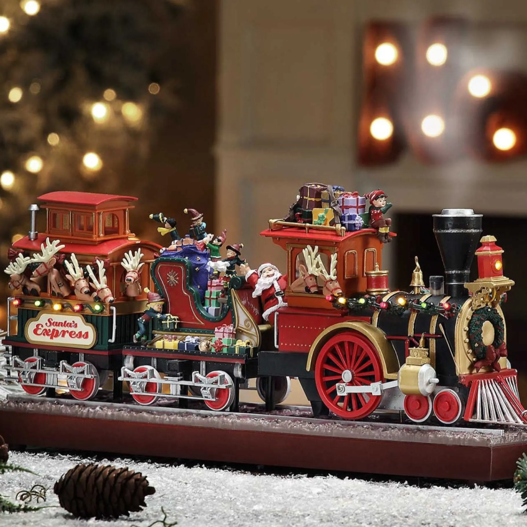 Discount 16.75" Animated Santa's Express Musical Decor