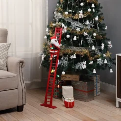 Best Sale 43" Animated Super Climbing Black Santa Climbers