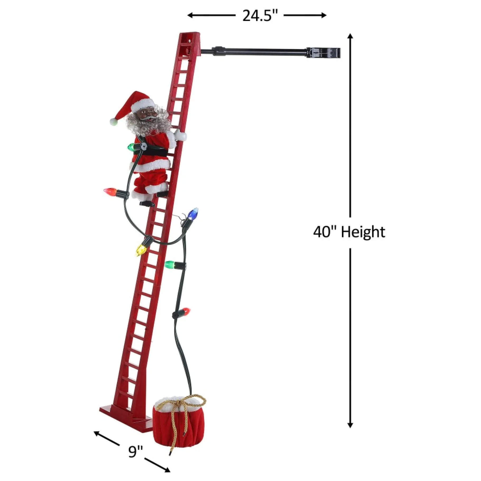 Online 43" Animated Super Climbing Sculpted Black Santa Musical Decor