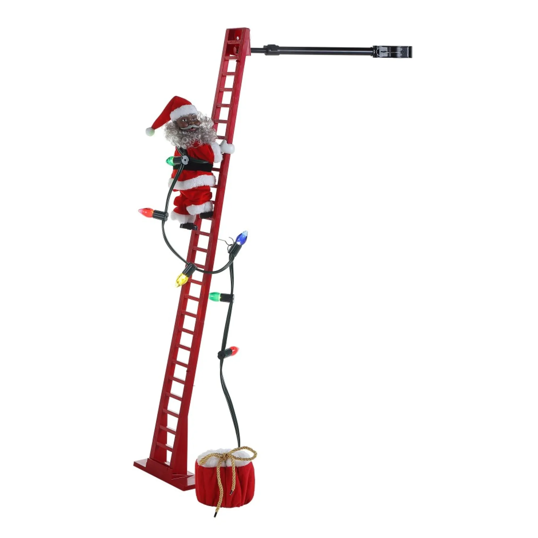 Online 43" Animated Super Climbing Sculpted Black Santa Musical Decor