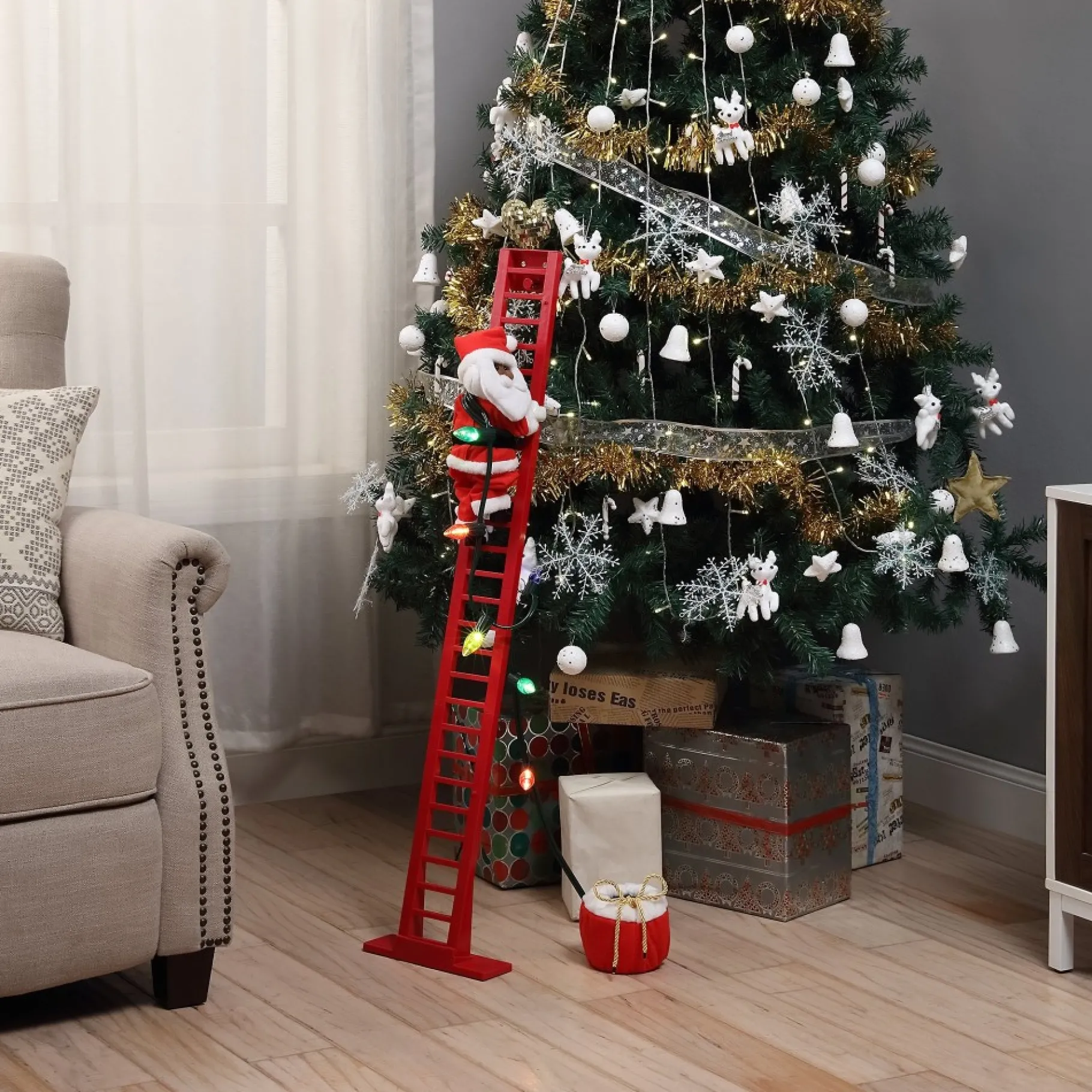 Flash Sale 43" Animated Super Climbing Black Santa Musical Decor