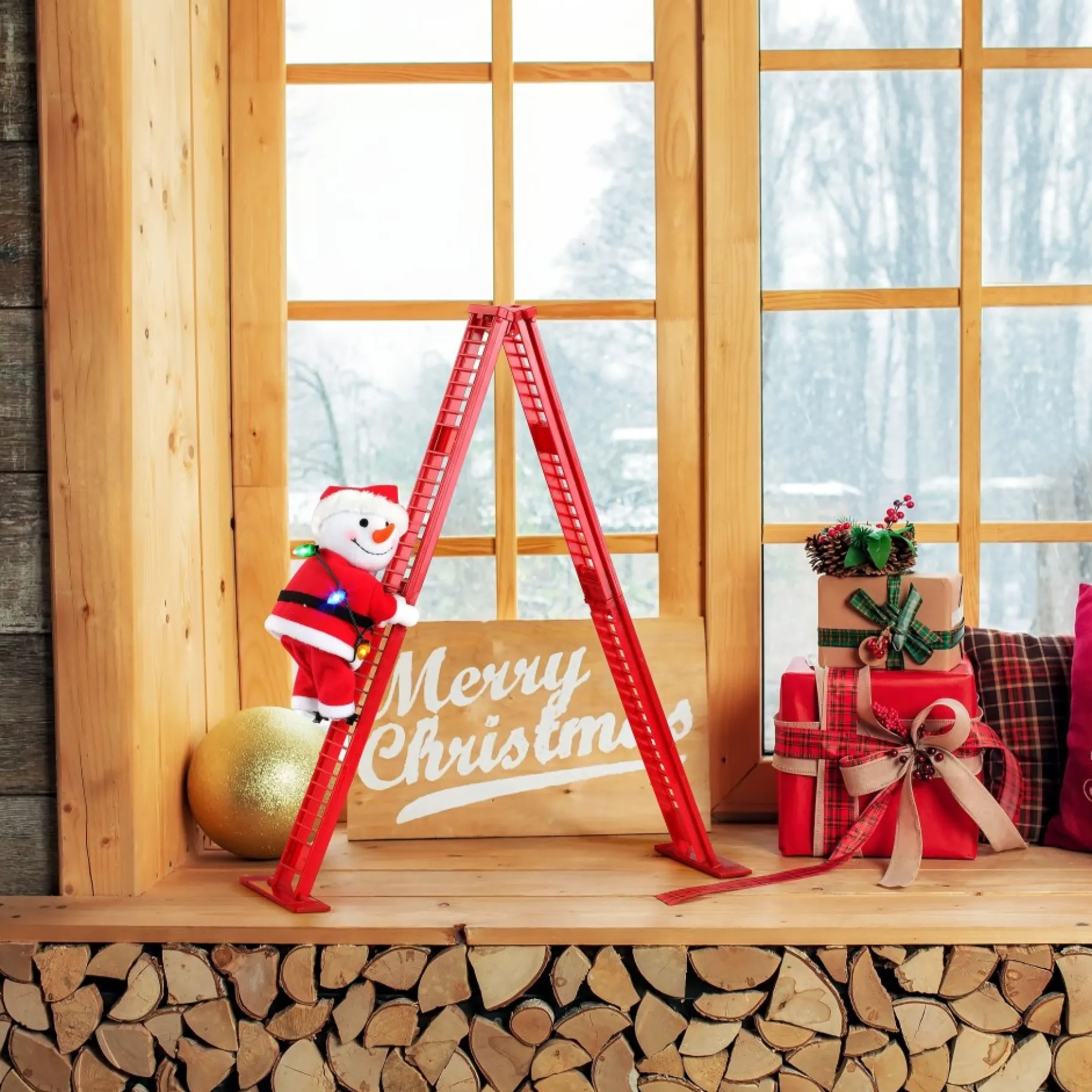 Cheap 17" Animated Tabletop Climbing Snowman Climbers