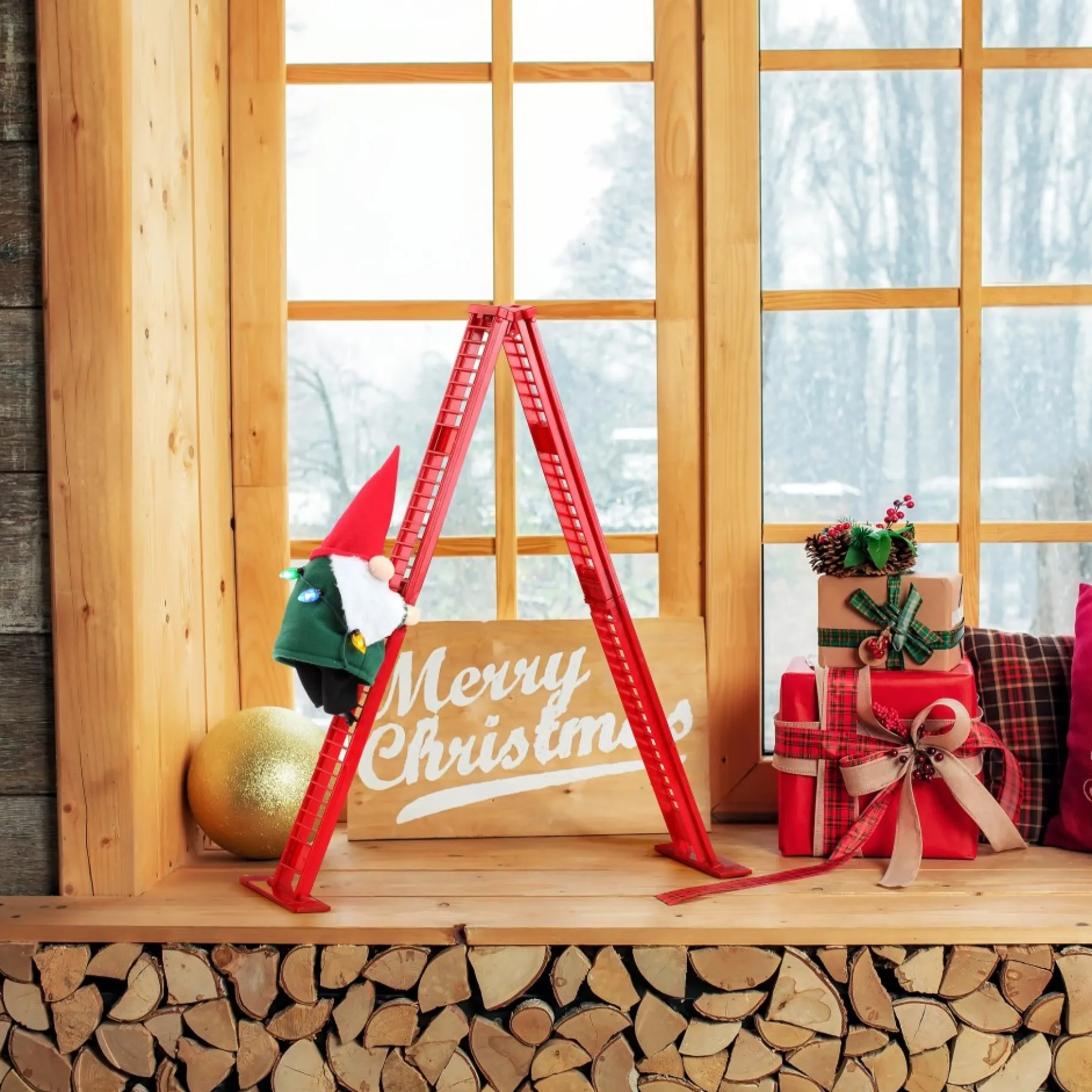 Sale 17" Animated Tabletop Climbing Gnome Musical Decor