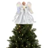Discount 12" Fiber Optic Animated Tree Topper - White Angel Tree Toppers