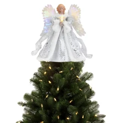 Discount 12" Fiber Optic Animated Tree Topper - White Angel Tree Toppers