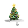 Best 5" Illuminated Ceramic Stocking Hanger - Green Tree Green Ceramic Trees