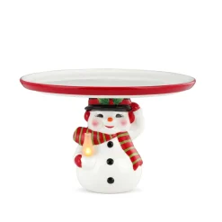 Flash Sale 10" Nostalgic Ceramic Cake Plate - Snowman Plates & Platters
