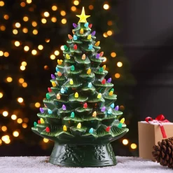 Cheap 18" Nostalgic Ceramic Tree - Green Green Ceramic Trees