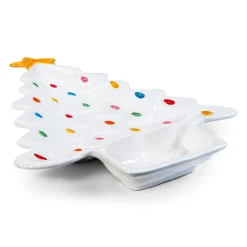 Cheap 14.25'' Nostalgic Ceramic Tree Dip Platter - White Plates & Platters