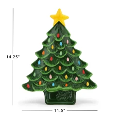Cheap 14.25'' Nostalgic Ceramic Tree Dip Platter - Green Green Ceramic Trees