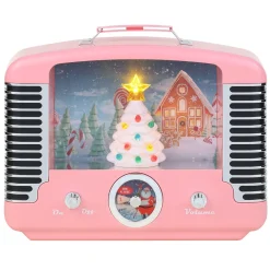 Outlet 12" Nostalgic Tree Radio - Pink Musical Decor