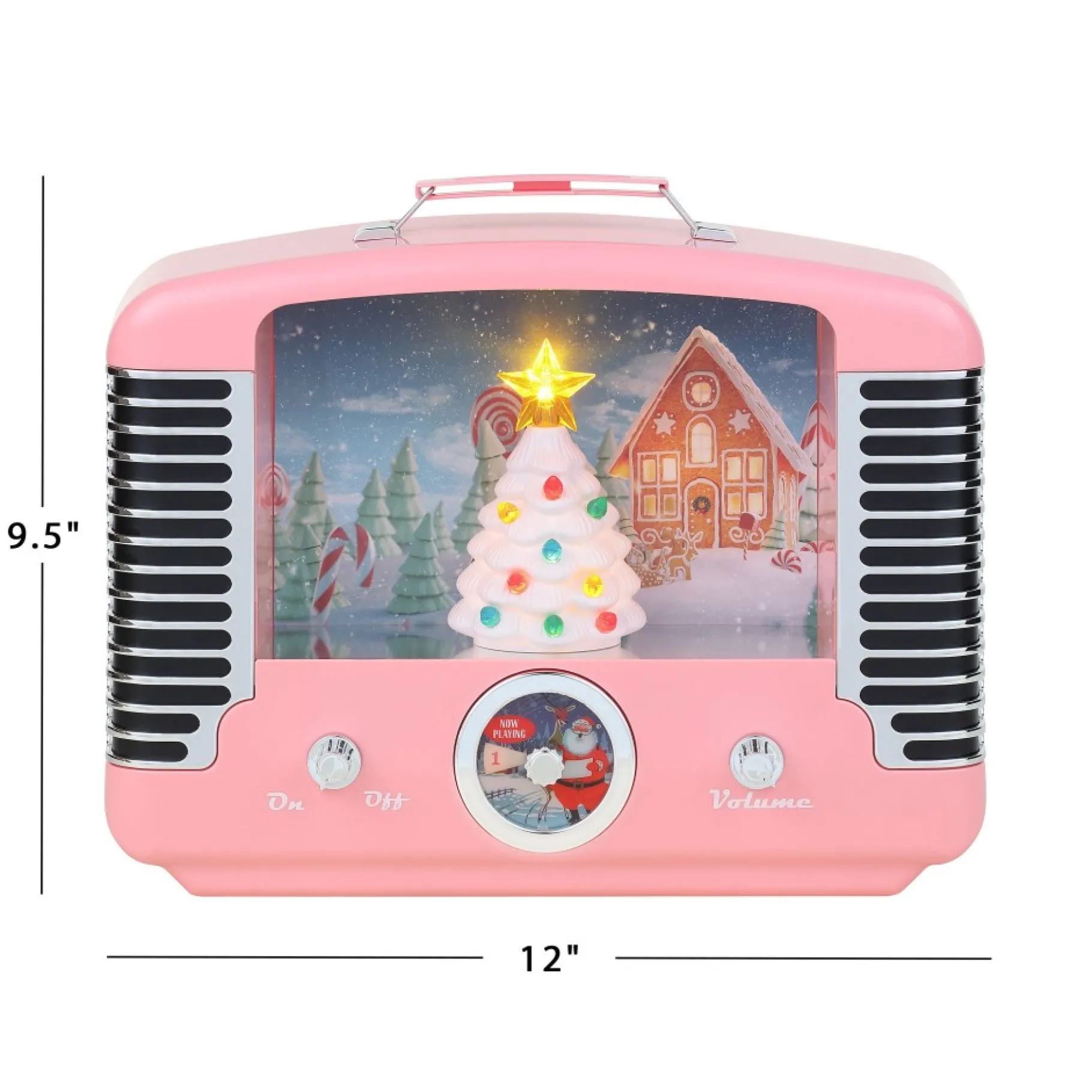 Outlet 12" Nostalgic Tree Radio - Pink Musical Decor