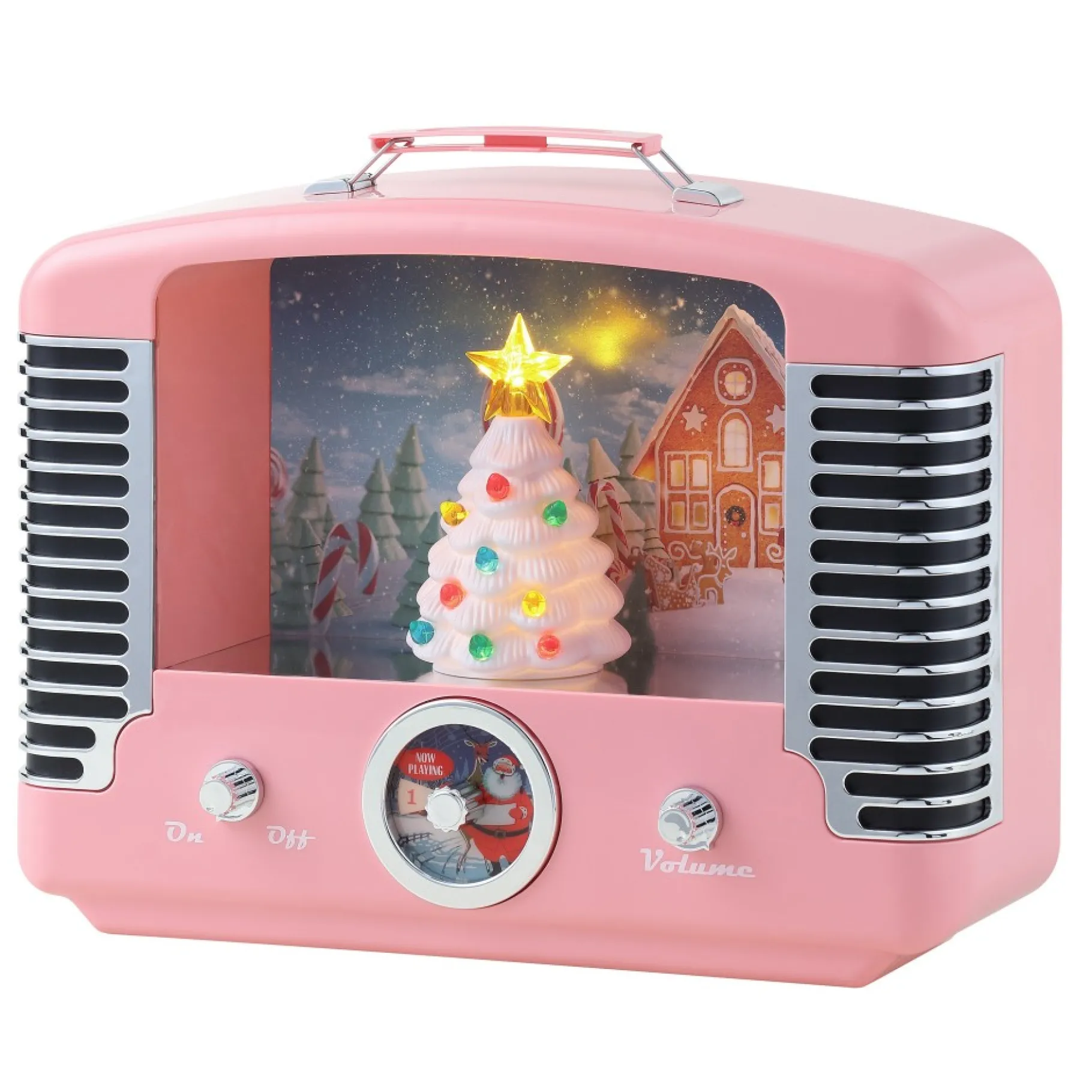 Outlet 12" Nostalgic Tree Radio - Pink Musical Decor