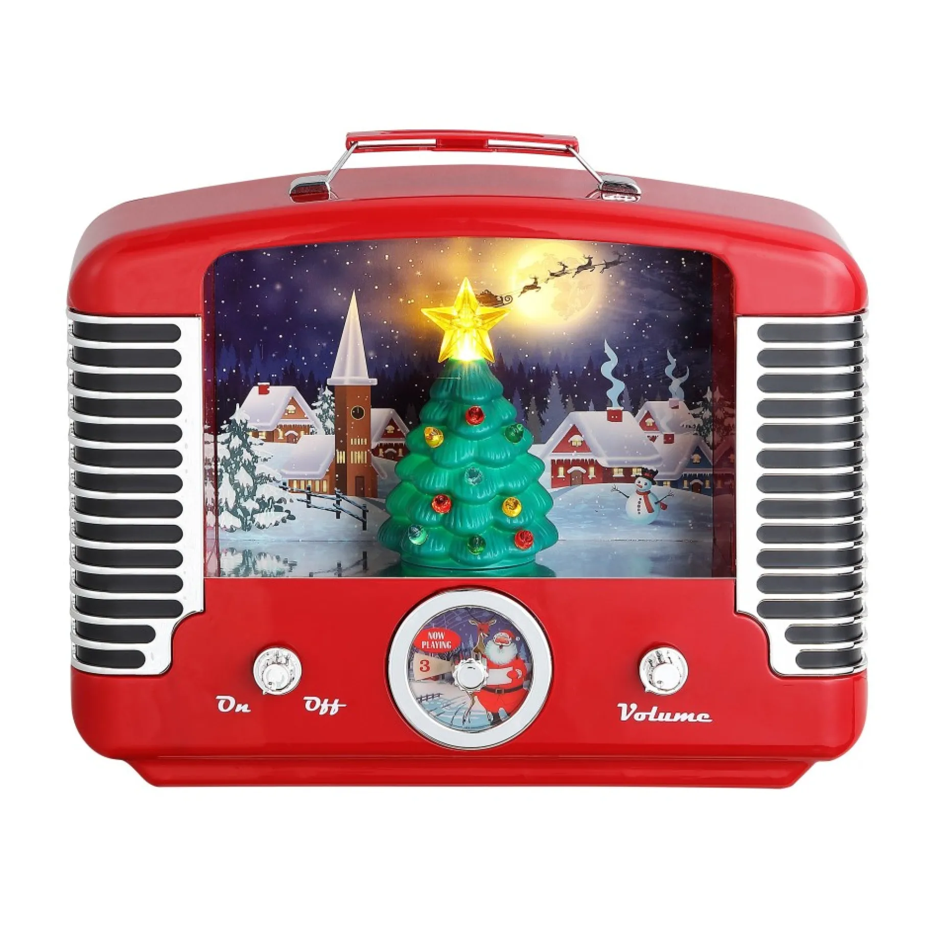 Hot 12" Nostalgic Tree Radio - Red Musical Decor