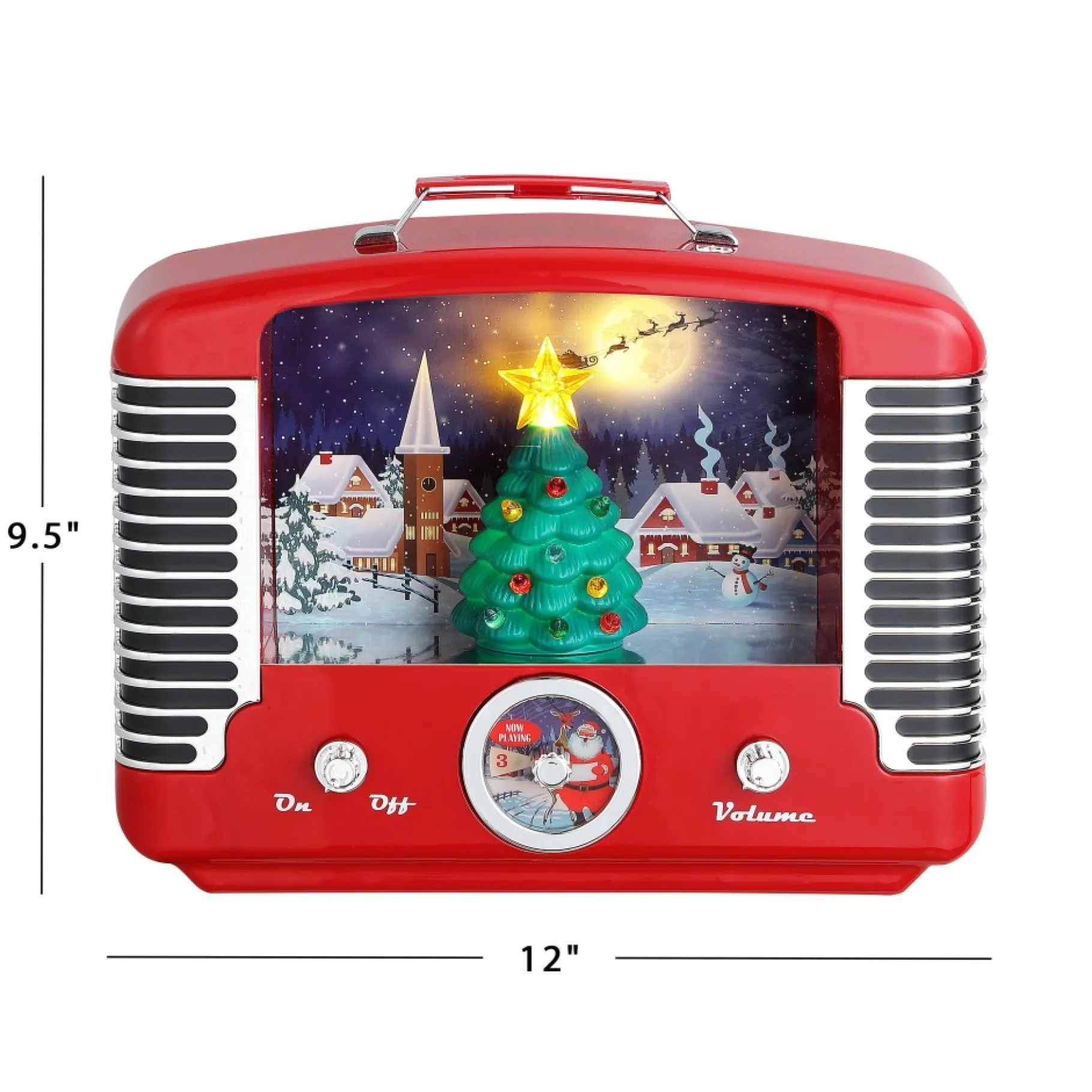 Hot 12" Nostalgic Tree Radio - Red Musical Decor