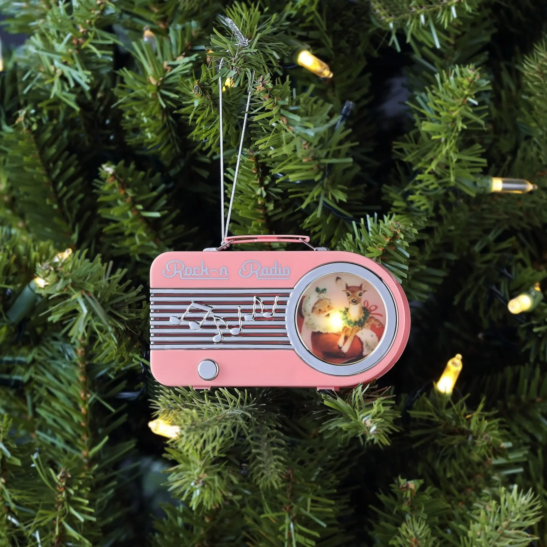 Sale 4.75" Retro Radio Ornament - Pink Musical Decor