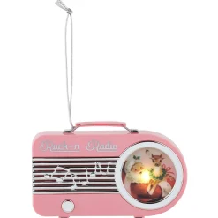 Sale 4.75" Retro Radio Ornament - Pink Ornaments