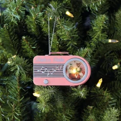 Sale 4.75" Retro Radio Ornament - Pink Ornaments