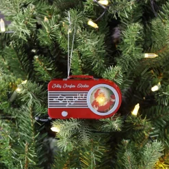 Best Sale 4.75" Retro Radio Ornament - Red Ornaments