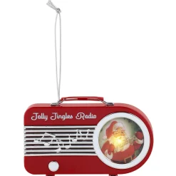 Fashion 4.75" Retro Radio Ornament - Red Musical Decor