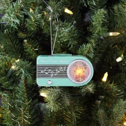Outlet 4.75" Retro Radio Ornament - Teal Ornaments