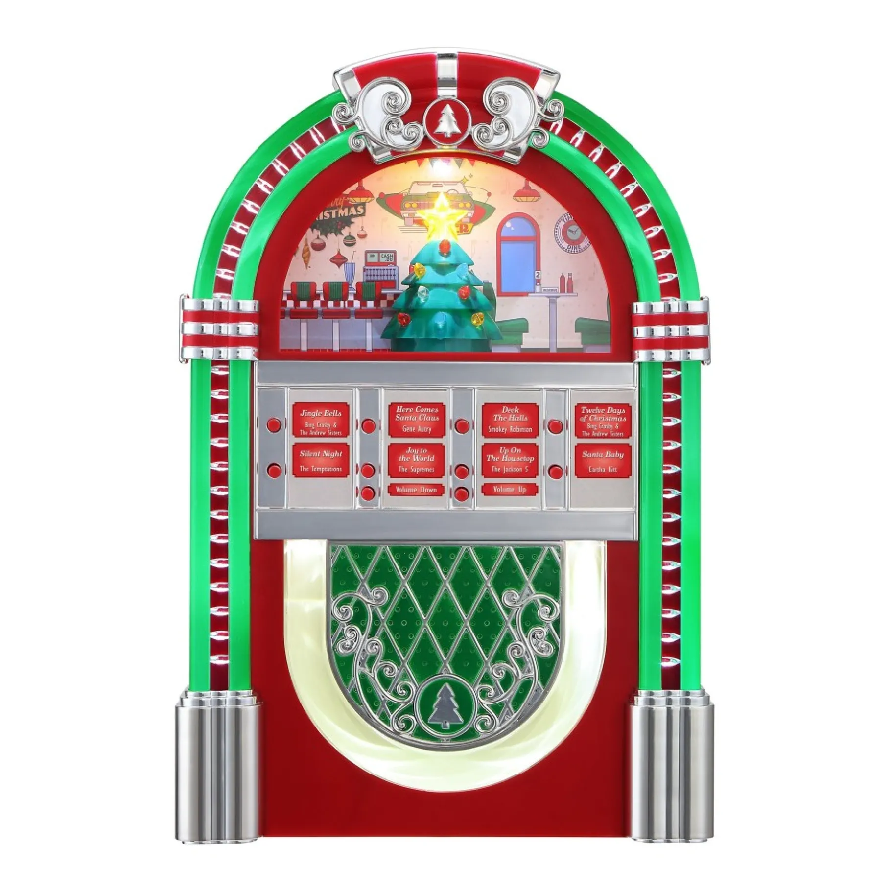 Outlet 10.3" Retro Rock-O-Rama Jukebox - Red Musical Decor