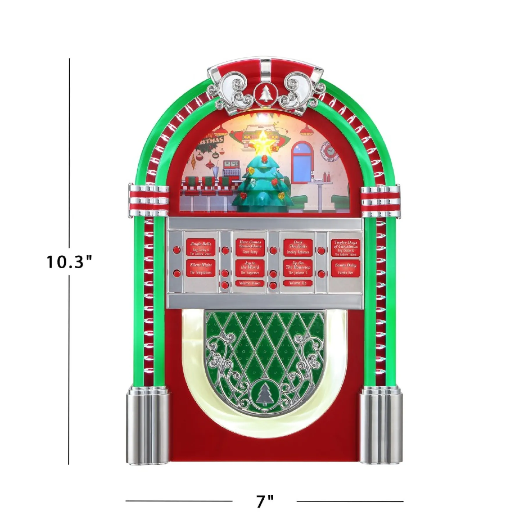 Outlet 10.3" Retro Rock-O-Rama Jukebox - Red Musical Decor