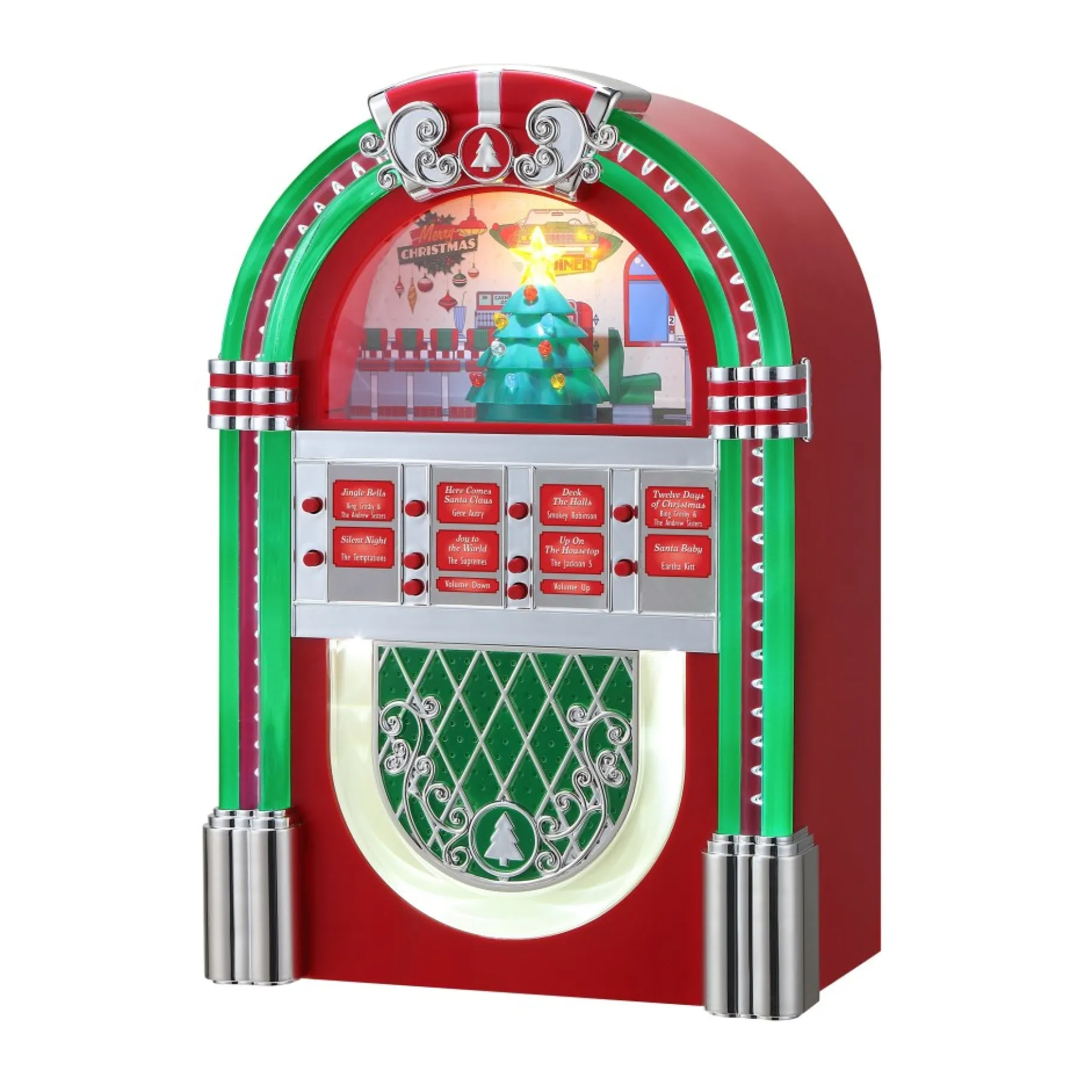 Outlet 10.3" Retro Rock-O-Rama Jukebox - Red Musical Decor