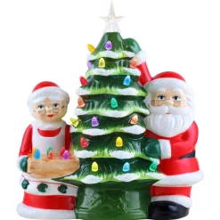 Cheap 12" Santa & Mrs Claus Nostalgic Ceramic Tree Green Ceramic Trees