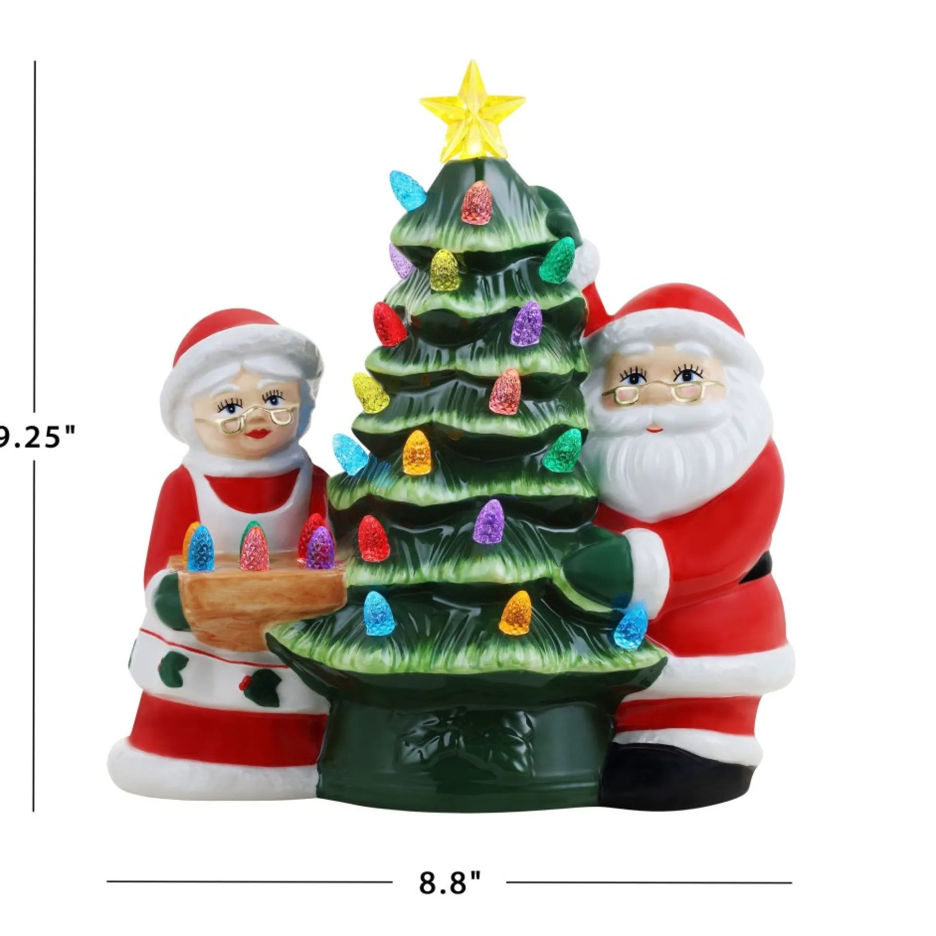 Clearance 9.25" Santa & Mrs. Claus Nostalgic Ceramic Tree Character Trees