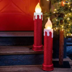 Cheap 24" Set Of 2 Blow Mold Candles - Red Blow Molds