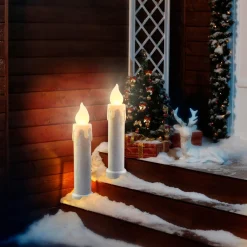 Fashion 24" Set Of 2 Blow Mold Candles - Silver Blow Molds