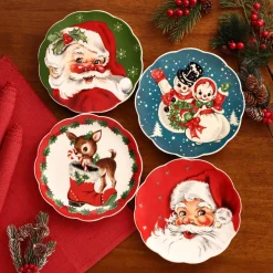 Fashion 8.5" Set Of 4 Nostalgic Ceramic Plates Plates & Platters