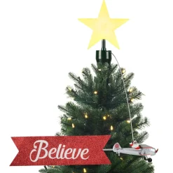 Store Animated Biplane Tree Topper With Banner - Black Santa Tree Toppers