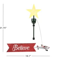 Discount Animated Biplane Tree Topper With Banner - White Santa Tree Toppers