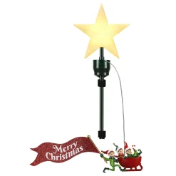 Hot Animated Elves Sleigh Tree Topper With Banner Tree Toppers