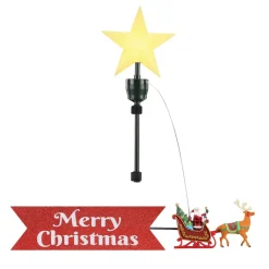 Fashion Animated Sleigh Tree Topper With Banner - White Santa Tree Toppers