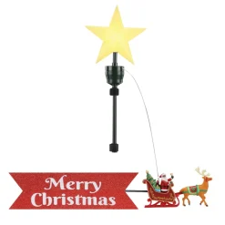 Clearance Animated Sleigh Tree Topper With Banner - Black Santa Tree Toppers