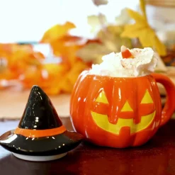 Store Mr. Halloween Lidded Jack-O-Lantern Mug With Spoon Mugs