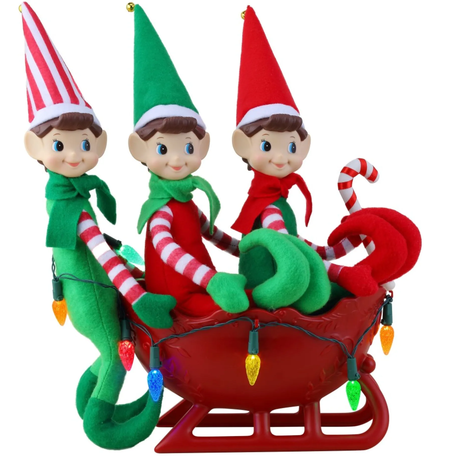 Hot Musical Tabletop Elves In Sleigh Musical Decor
